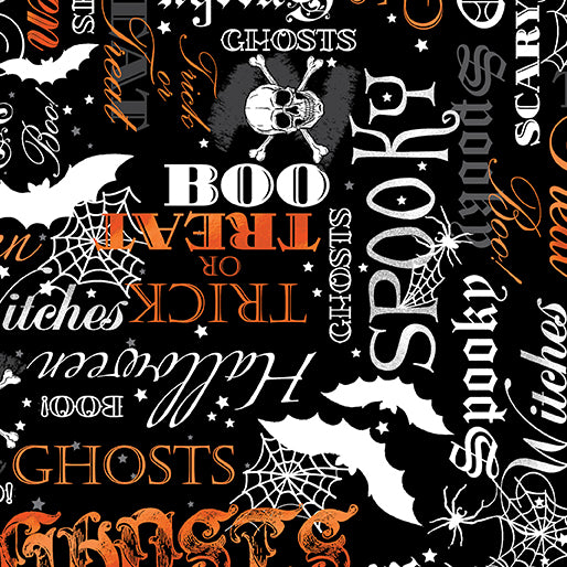 Halloween Spirit - Spooky Words Orange/Black - 12550G-37