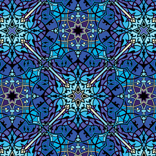 Needle Stars - Square Dance Blue/Multi - 13472-55