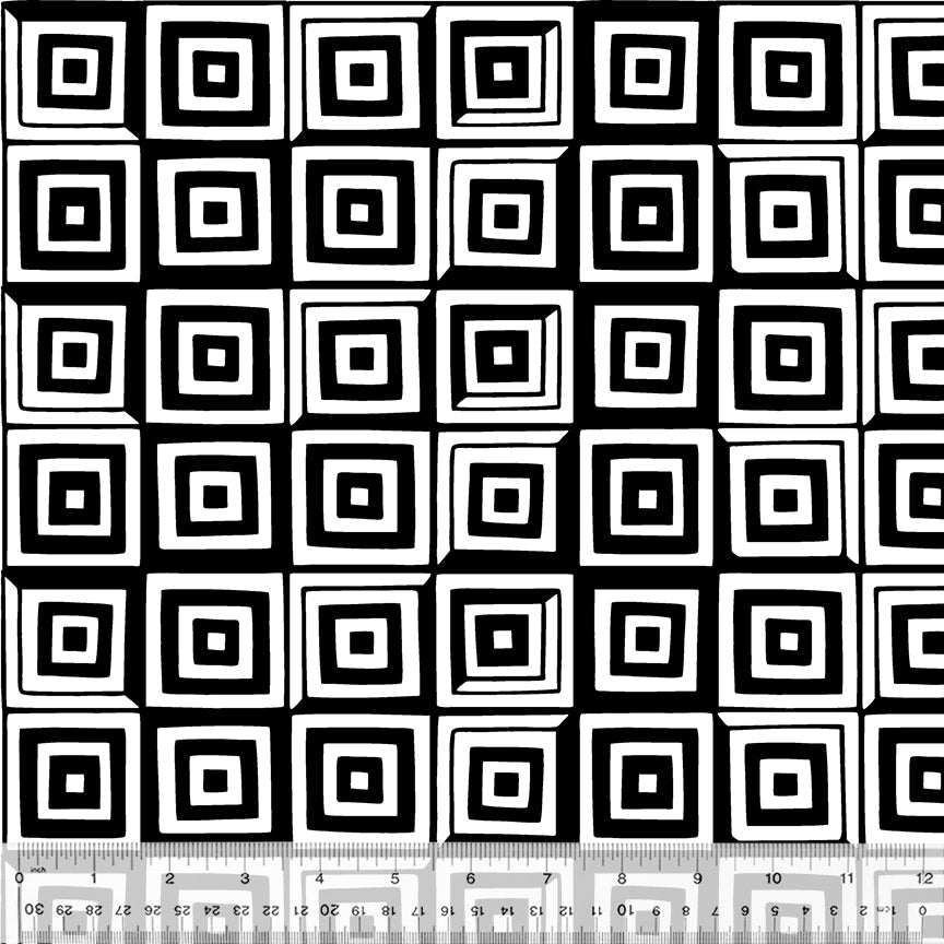 First Look - Concentric Squares - 53446-1 Black on White