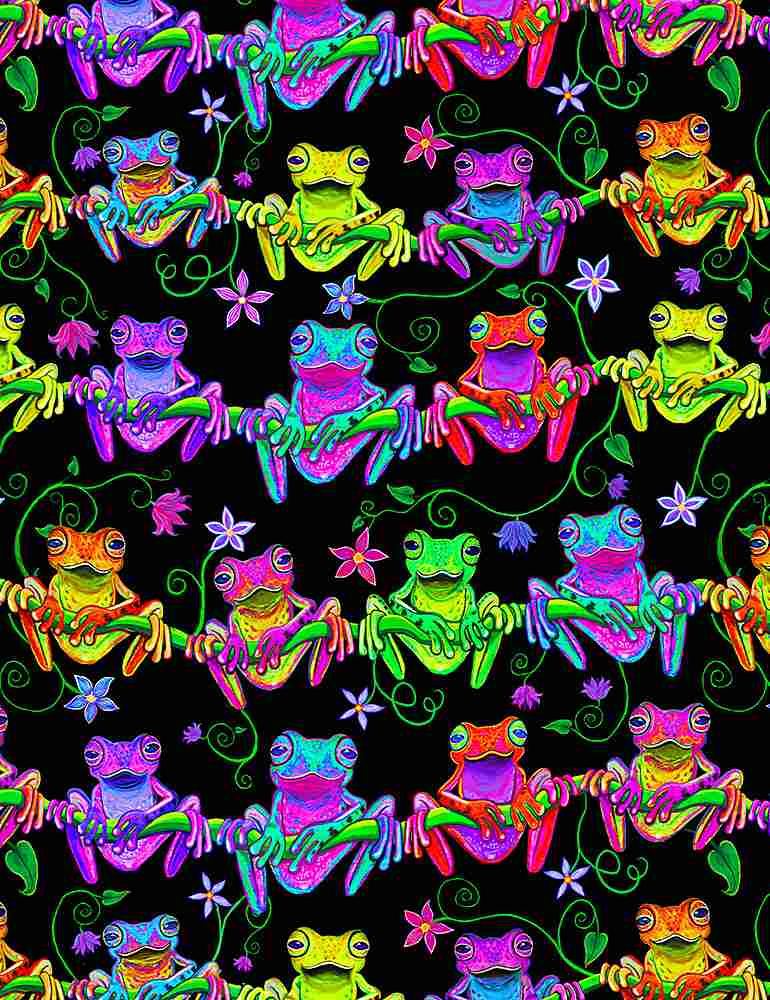 Prismatic - Neon Frogs Hanging Out - NICK-CD149 BLACK