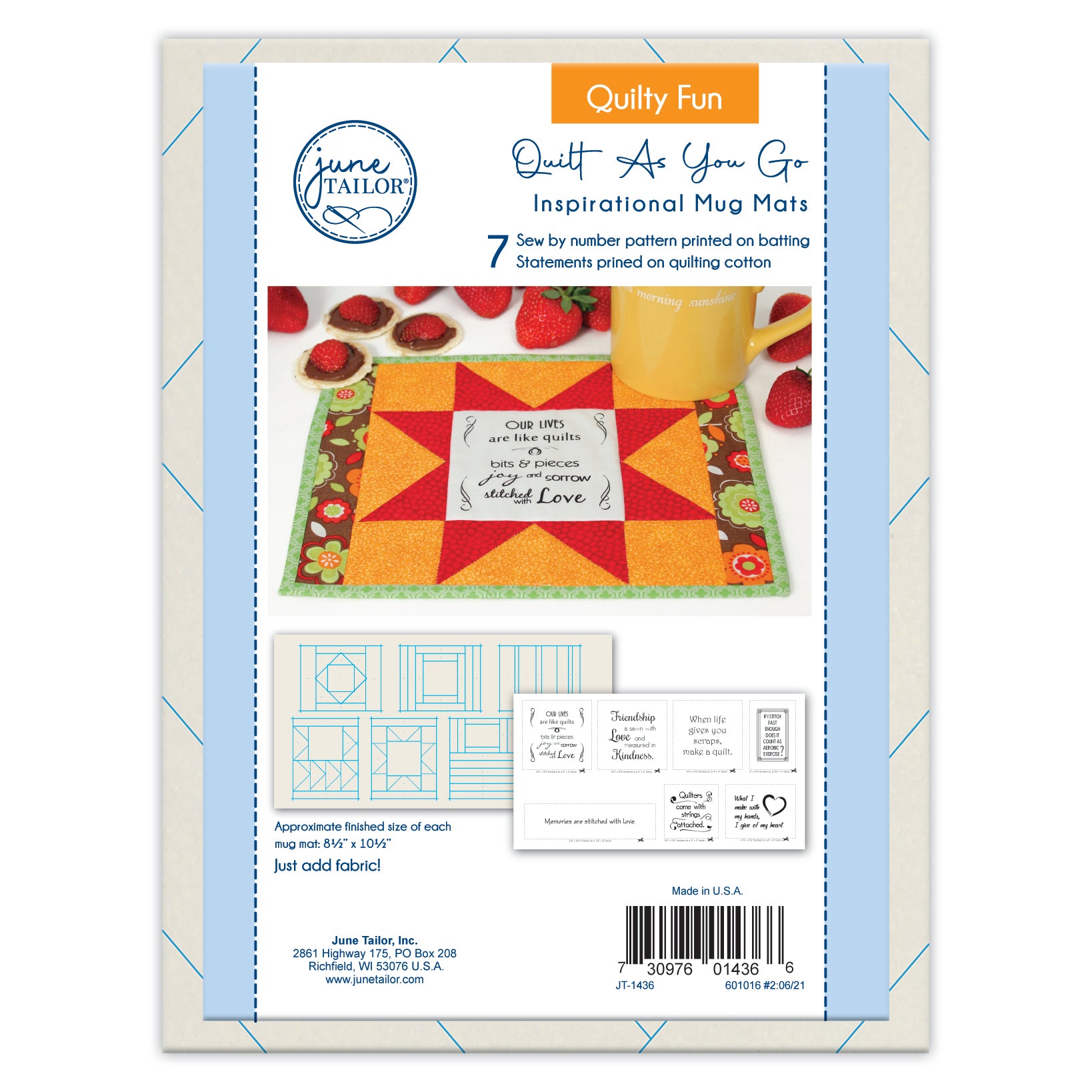 QAYG Inspirational Mug Mats - Quilty Fun- June Tailor – Mended Hearts ...