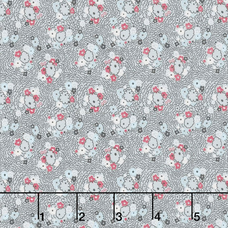 Riley Blake-Abbie-Gray w/small flowers