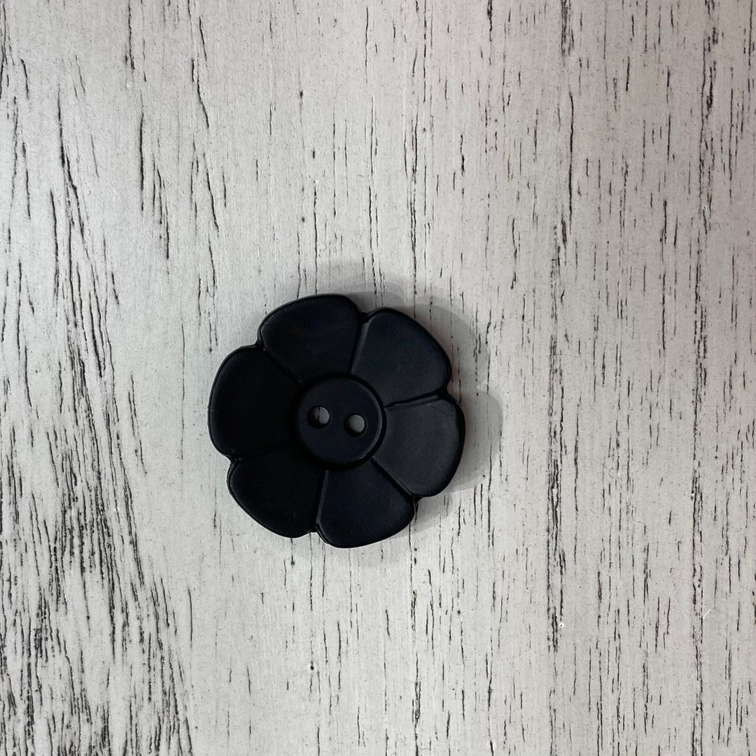 Dill Button 28mm Flower Black - 114509