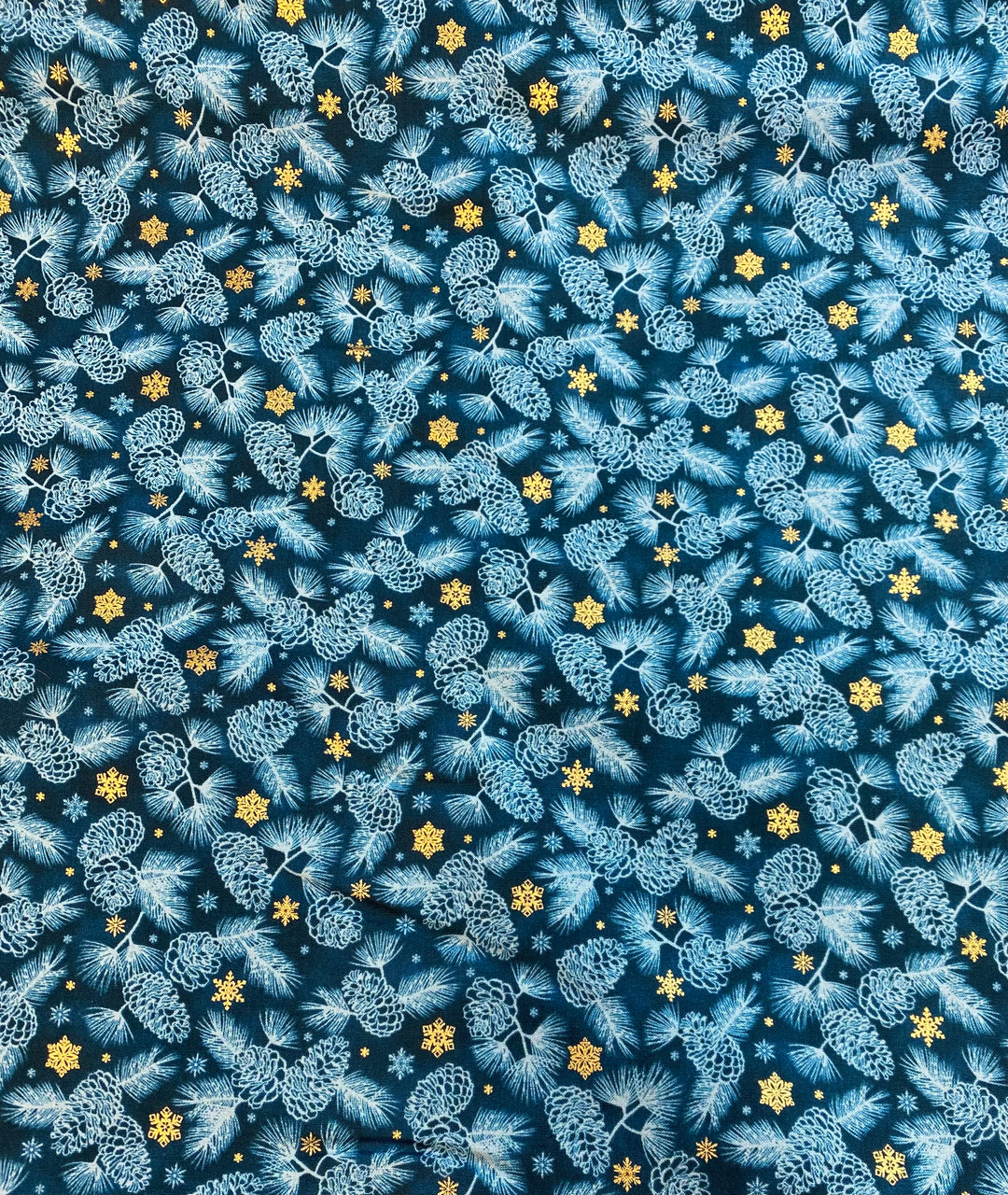 Christmas is Near - Pine Cones Metallic Teal