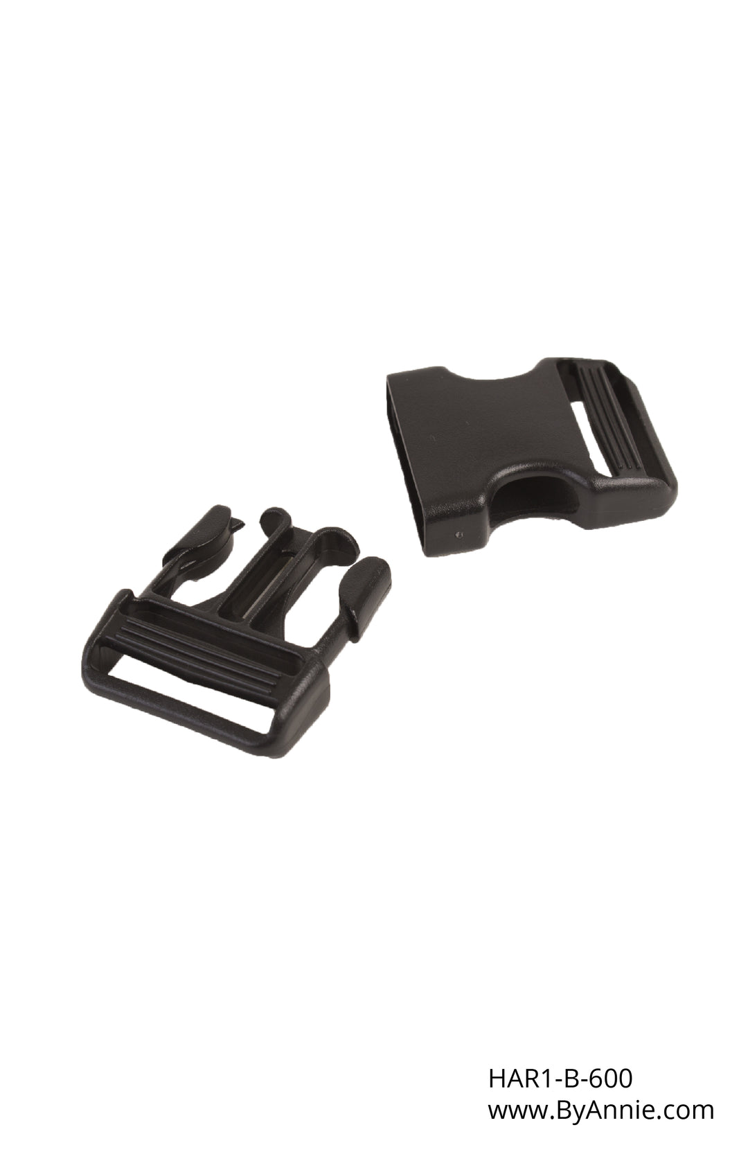 1" Side Release Buckle - Black Plastic package of 2