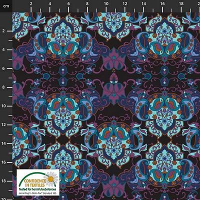 Avalana Cotton Poplin - Multi Flower Figures Black 